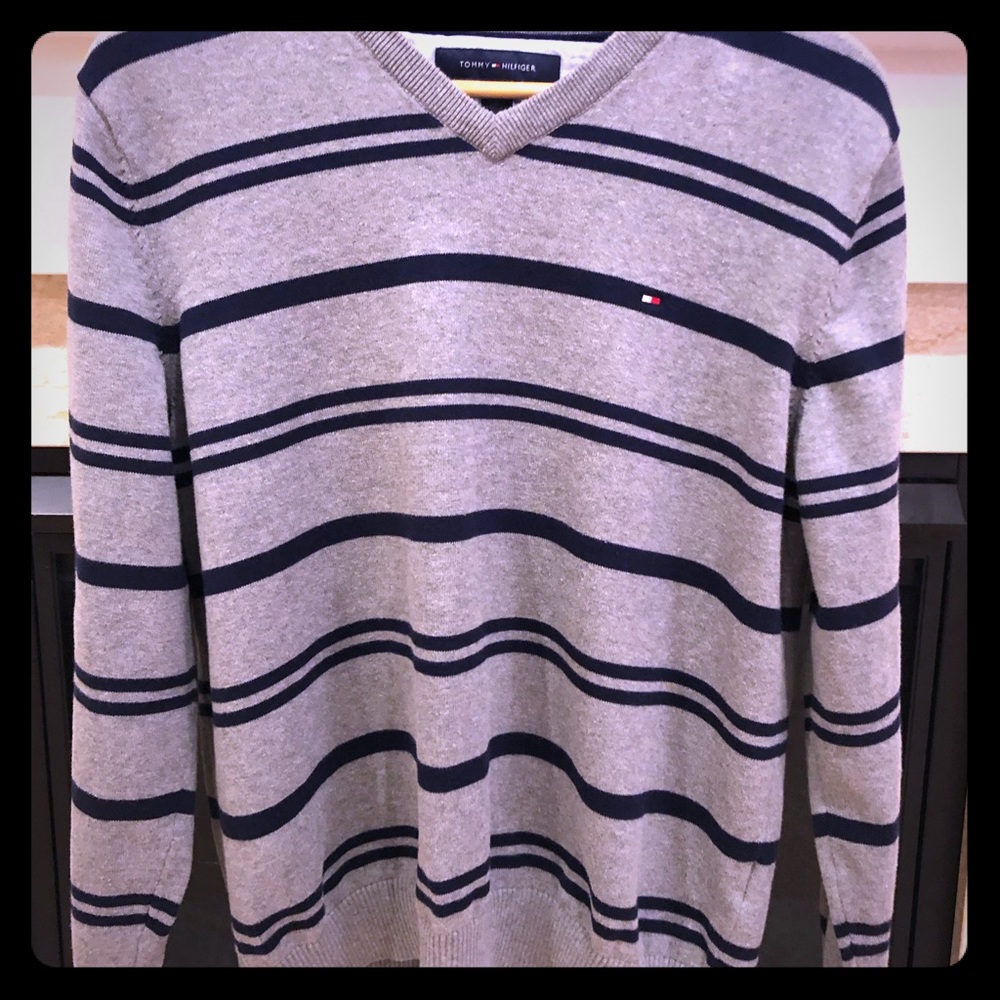 Gray & Blue v-neck sweater